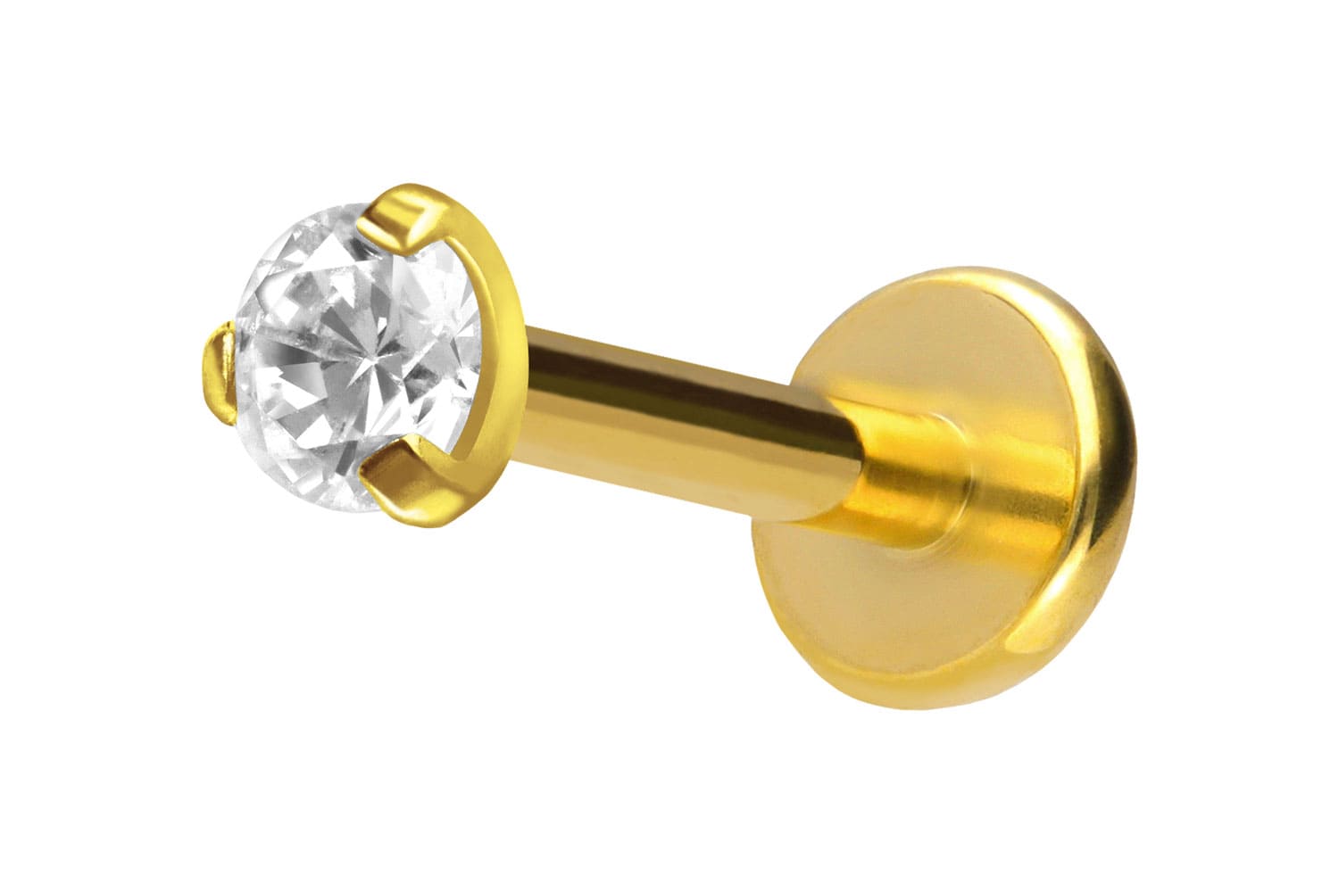 Titan Labret Piercing mit Push Fit EINGEFASSTER KRISTALL
